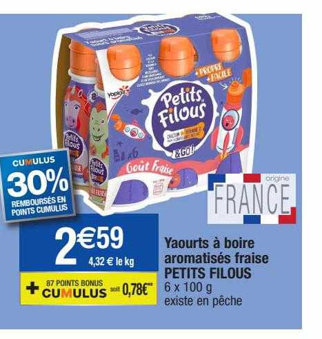 Yaourts à Boire Aromatisés Fraise Petits Filous