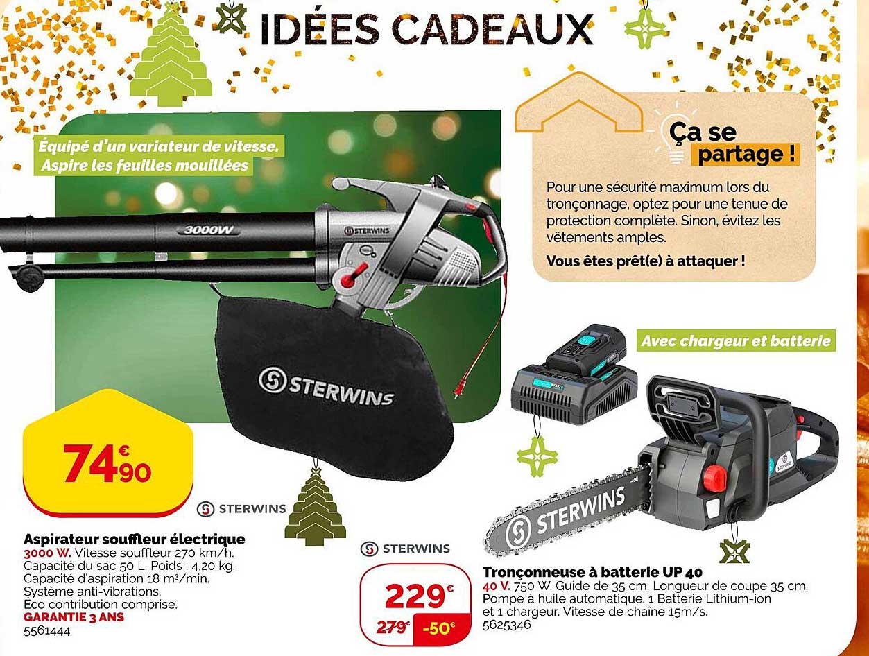 Aspirateur Souffleur électrique Sterwins, Tronçonneuse à Batterie Up 40 Sterwins