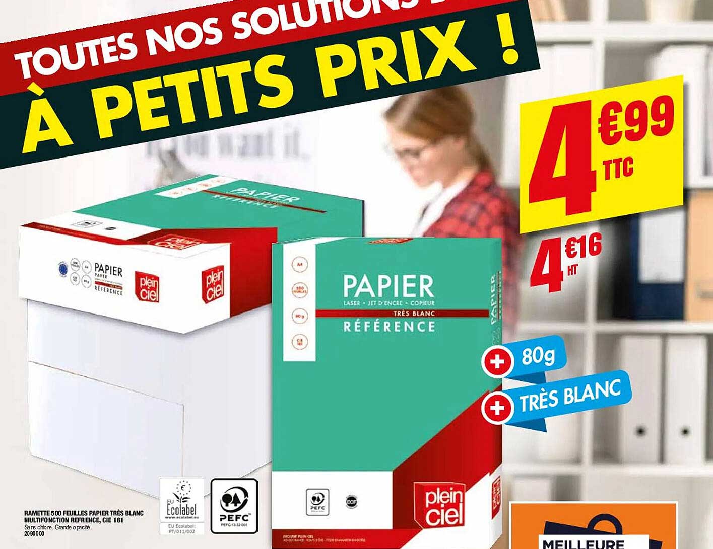 ramette 500 feuilles papier très blanc multifonction référence, cie 161
