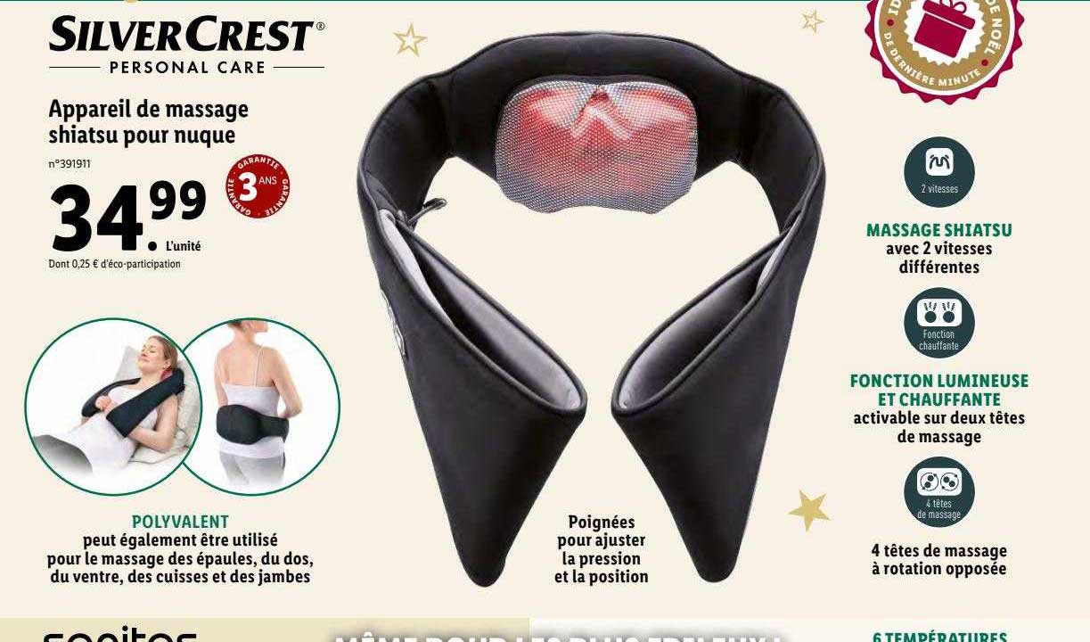 appareil de massage shiatsu pour nuque silver crest