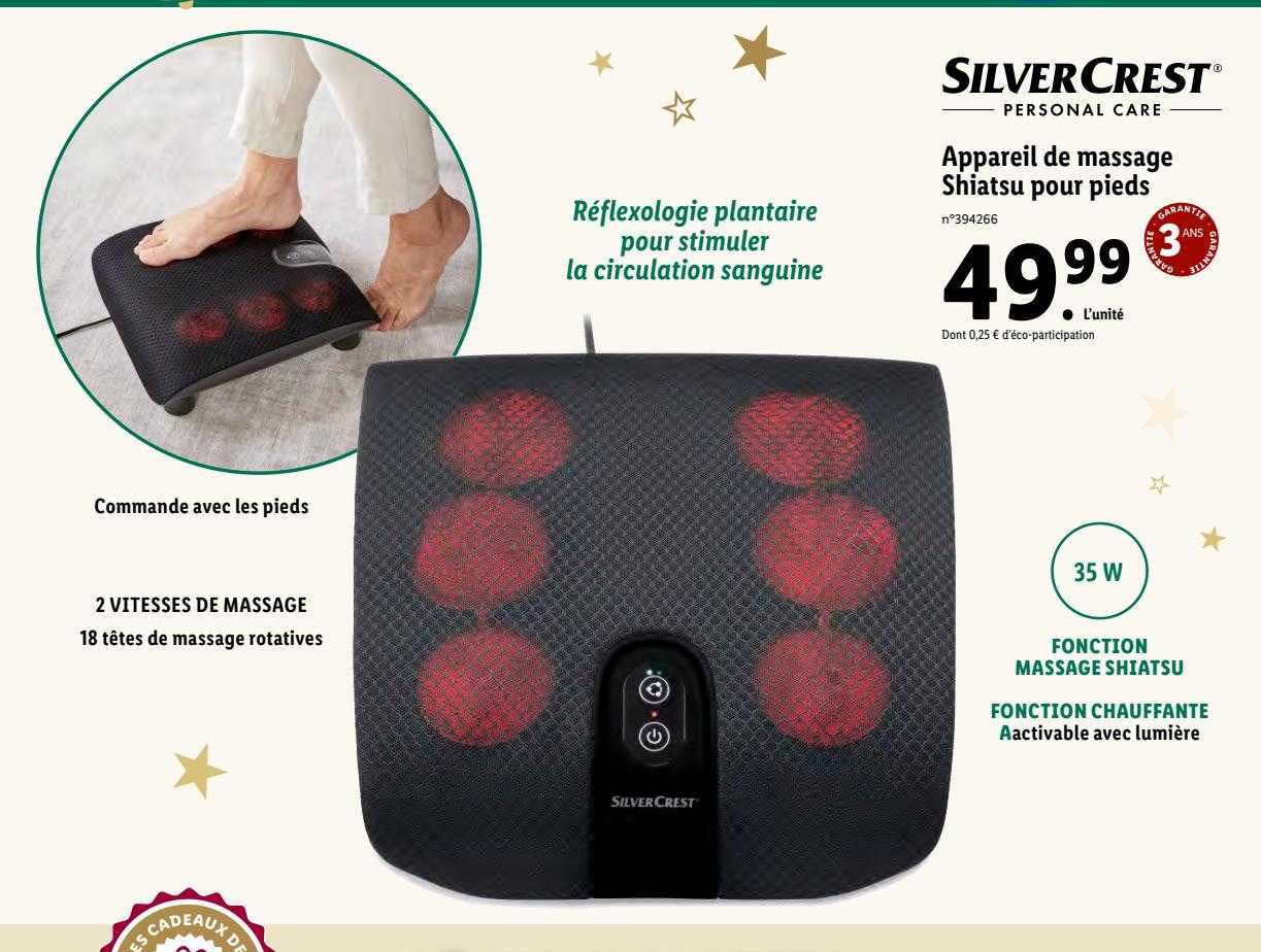 appareil de massage shiatsu pour pieds silver crest
