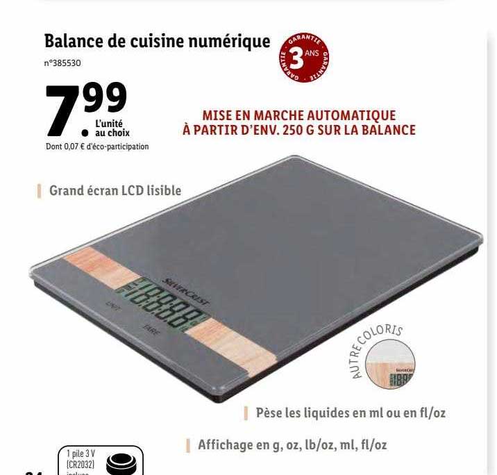 balance de cuisine numérique silver crest
