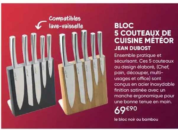 bloc 5 couteaux de cuisine météor jean dubost