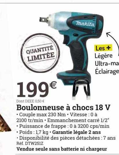 boulonneuse à chocs 18v makita
