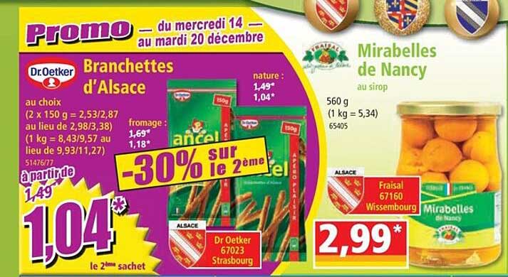 branchettes d'alsace dr. oetker, mirabelles de nancy au sirop