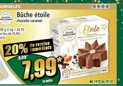 bûche étoile chocolat caramel maison prolainat