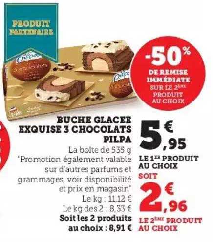 bûche glacée exquise 3 chocolats pilpa