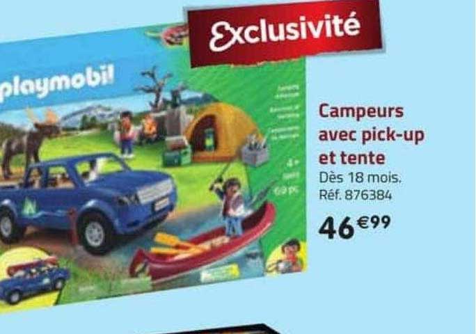 campeurs avec pick-up et tente playmobil