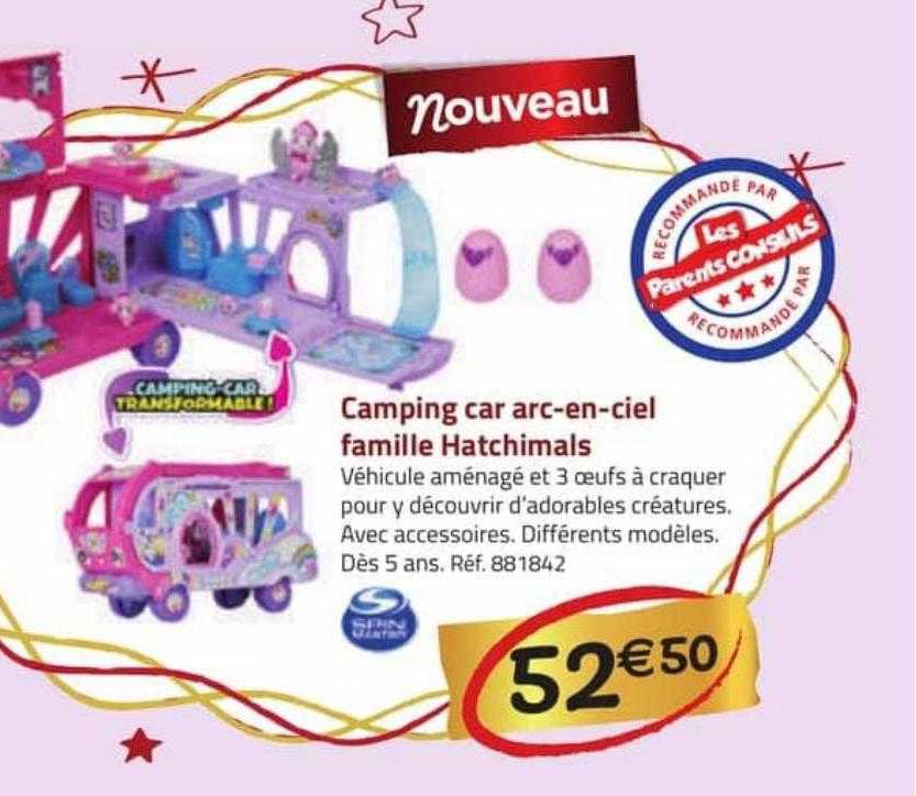 camping car arc-en-ciel famille hatchimals spin master