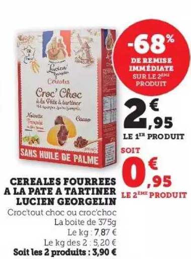 céréales fourrées à la pâte à tartiner lucien georgelin