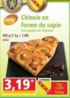 chinois en forme de sapin aux pépites de chocolat tilly