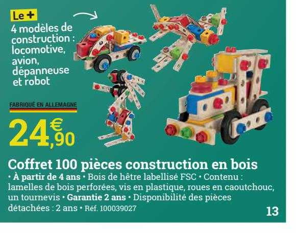 Coffret 100 Pièces Construction En Bois