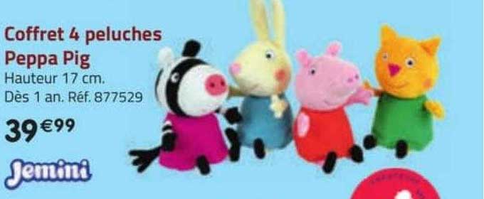 coffret 4 peluches peppa pig jemini