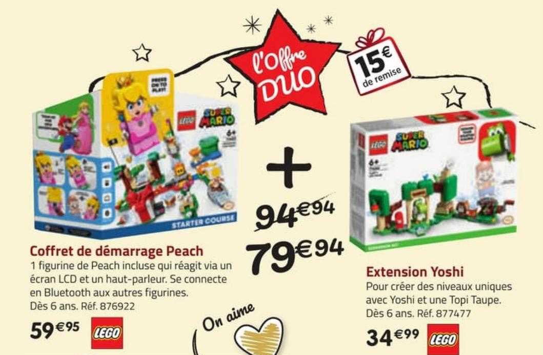 coffret de démarrage peach lego super mario, extension yoshi lego super mario