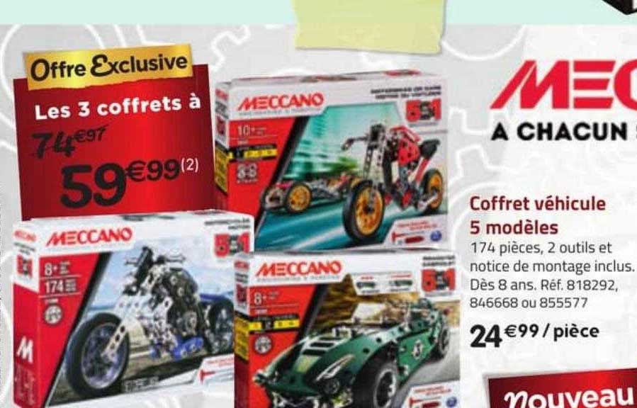 coffret véhicule 5 modèles meccano