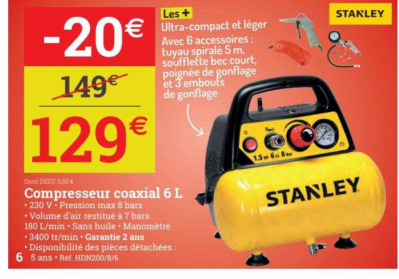 compresseur coaxial 6l stanley