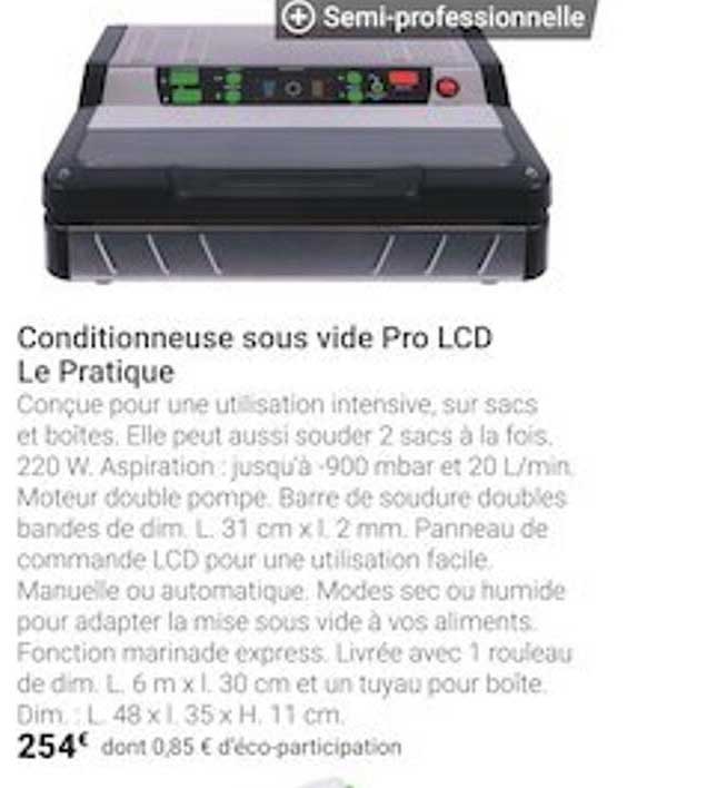 conditionneuse sous vide pro lcd le pratique