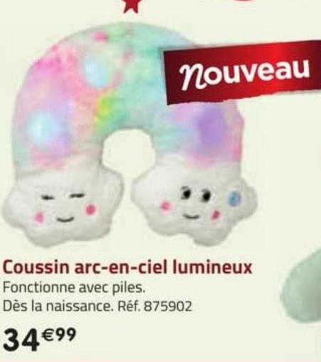 coussin arc-en-ciel lumineux