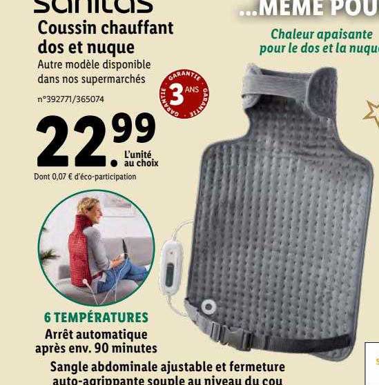 coussin chauffant dos et nuque