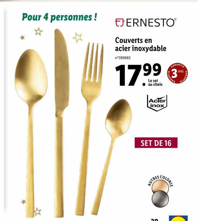 couverts en acier inoxydable ernesto