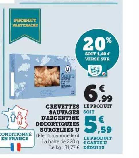 crevettes sauvages d'argentine décortiquées surgelées u