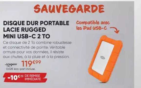 disque dur portable lacie rugged mini usb-c 2 to