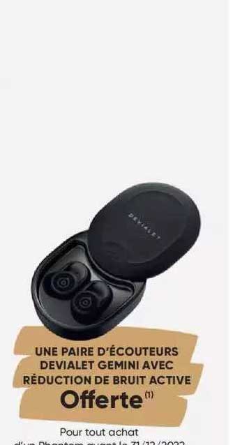 écouteurs devialet gemini avec réduction de bruit active