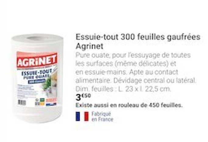 essuie-tout 300 feuilles gaufrées agrinet