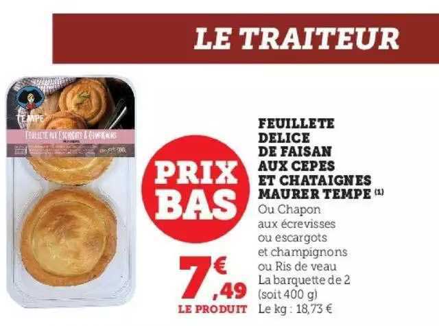 feuilleté délice de faisan aux cèpes et châtaignes maurer tempé