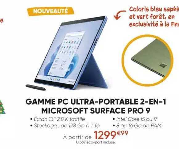 gamme pc ultra-portable 2-en-1 microsoft surface pro 9