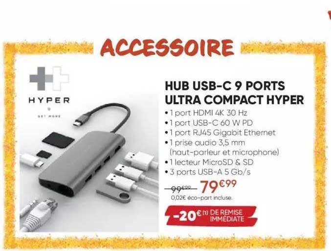 hub usb-c 9 ports ultra compact hyper