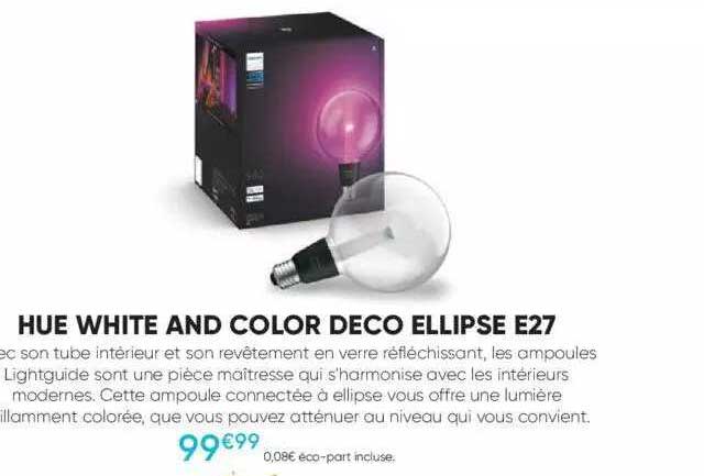 hue white and color déco ellipse e27