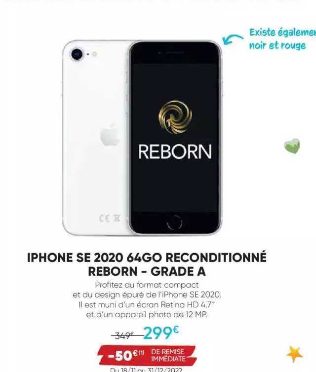 iPhone se 2020 64go reconditionné reborn - grade a