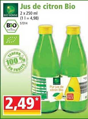 jus de citron bio bio sonne