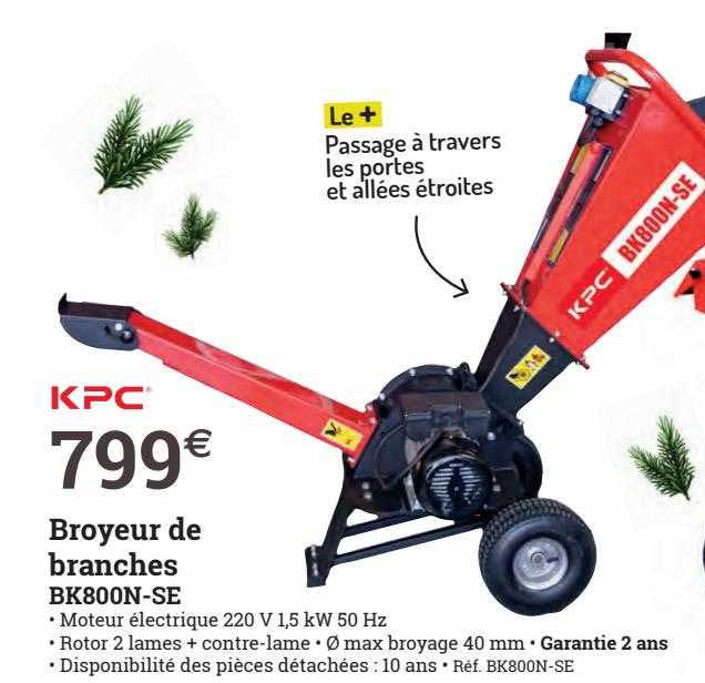 kpc broyeur de branches bk800n-se