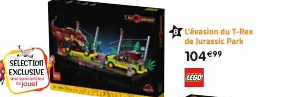 l'évasion du t-rex de jurassic park lego