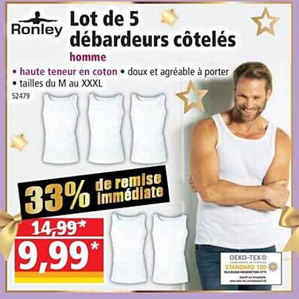 lot de 5 débarbeurs côtelés homme ronley