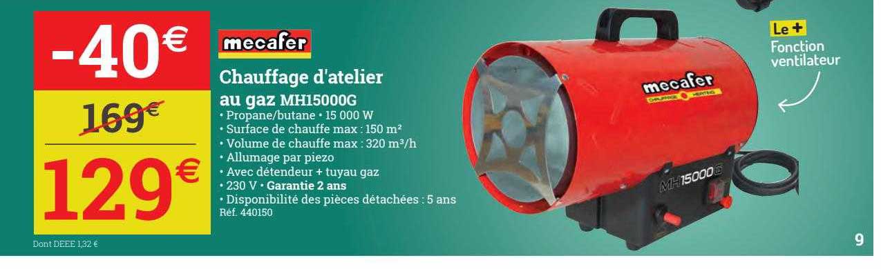 mecafer chauffage d'atelier au gaz mh1500g