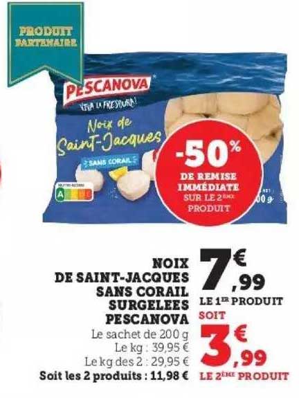 Noix De Saint-jacques Sans Corail Surgelées Pescanova