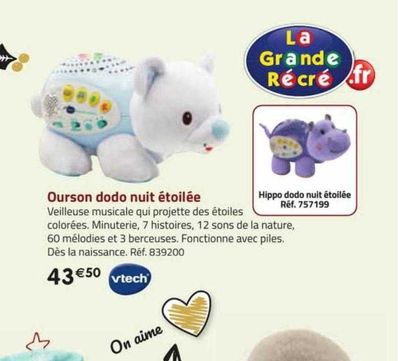 ourson dodo nuit étoilée vtech