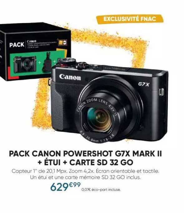 Pack Canon Powershot G7x Mark II + étui + Carte Sd 32 Go