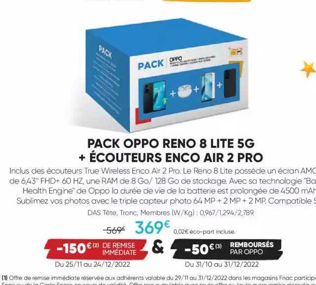 Pack Oppo Reno 8 Lite 5g + écouteurs Enco Air 2 Pro