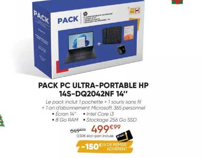 pack pc ultra-portable hp 14s-dq2042nf 14"