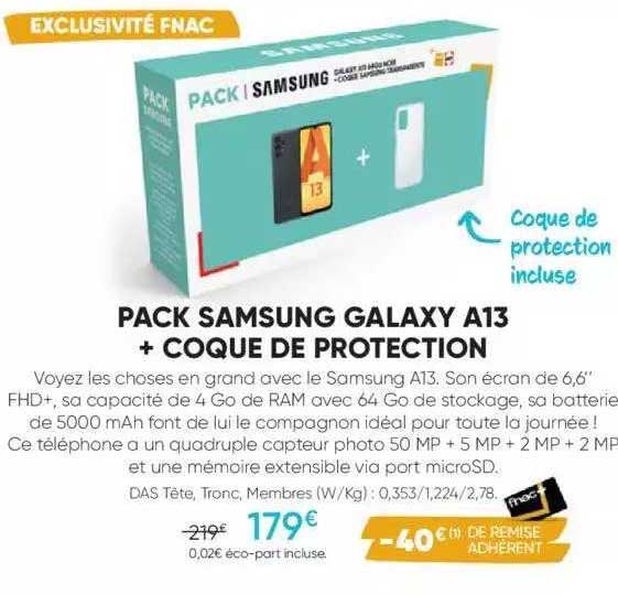 pack samsung galaxy a13 + coque de protection