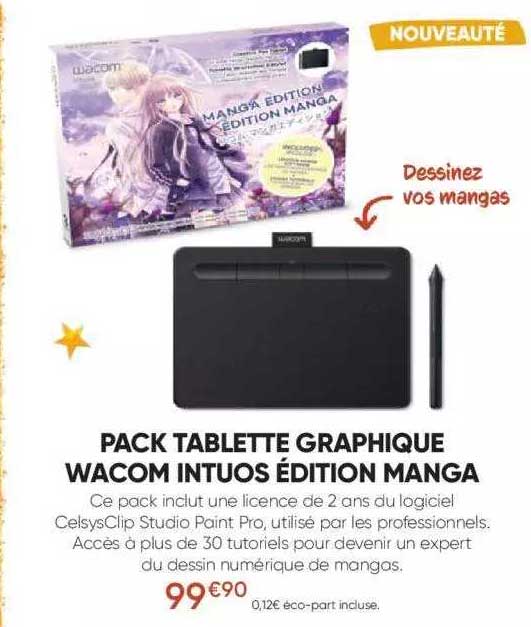 pack tablette graphique wacom intuos édition manga