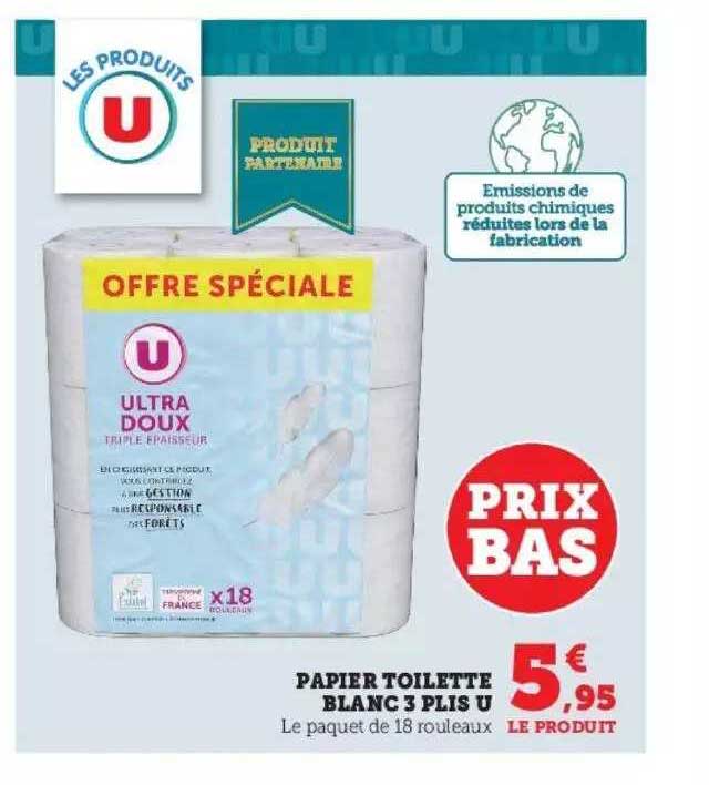 papier toilette blanc 3 plis u