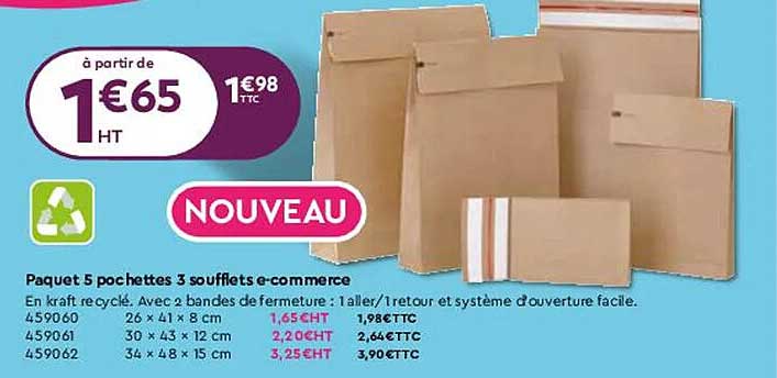 paquet 5 pochettes 3 soufflets e-commerce