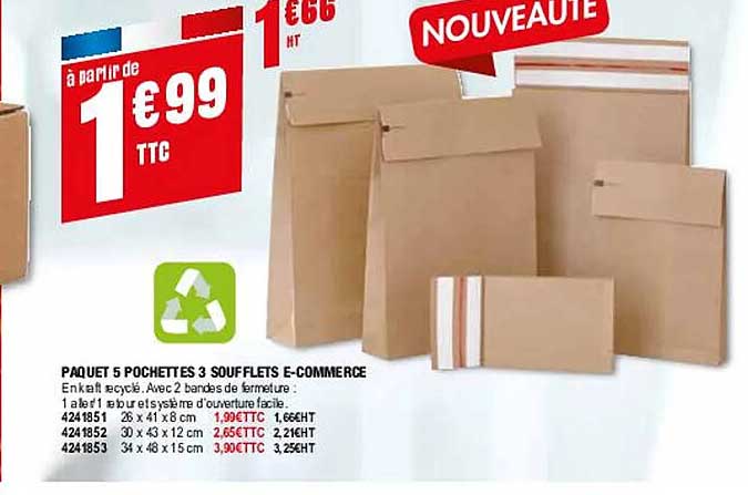 paquet 5 pochettes 3 soufflets e-commerce
