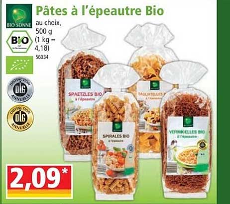 pâtes à l'épeautre bio bio sonne