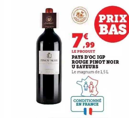 pays d'oc igp rouge pinot noir u saveurs